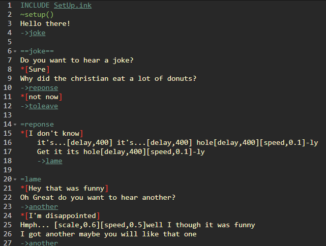 In-game dialogue system using Ink